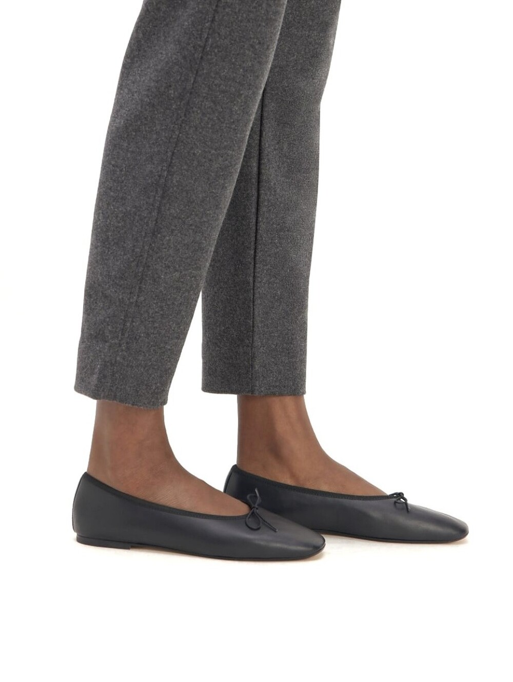 Everlane Leather Black Bow Ballet Flats